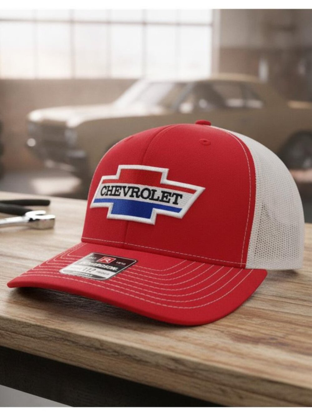 Retro Vintage Style Bowtie Handmade Richardson 112 Chevy Patch Trucker Hat Cap